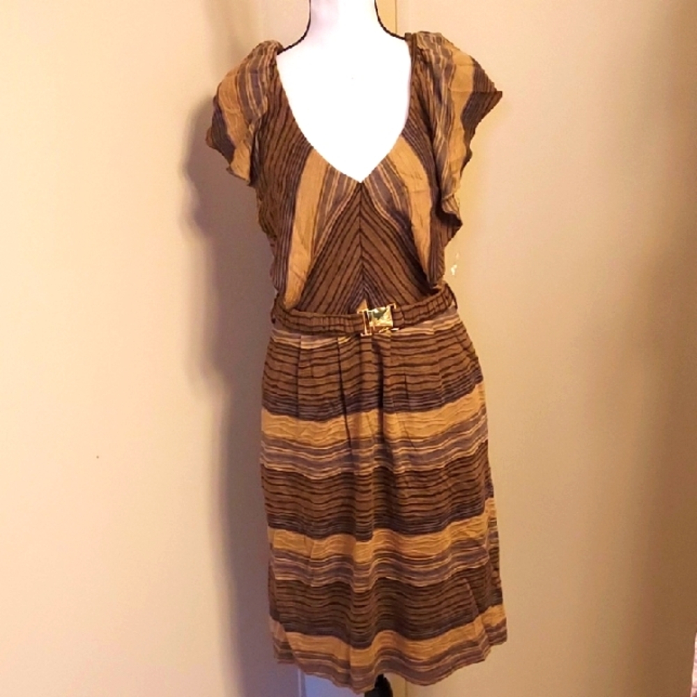 Esley Brown and Tan Striped Dress